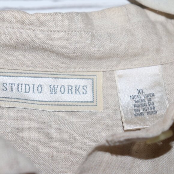 Men's Studio Works 100% Linen Long Sleeve Shirt size XL - Picture 3 of 4